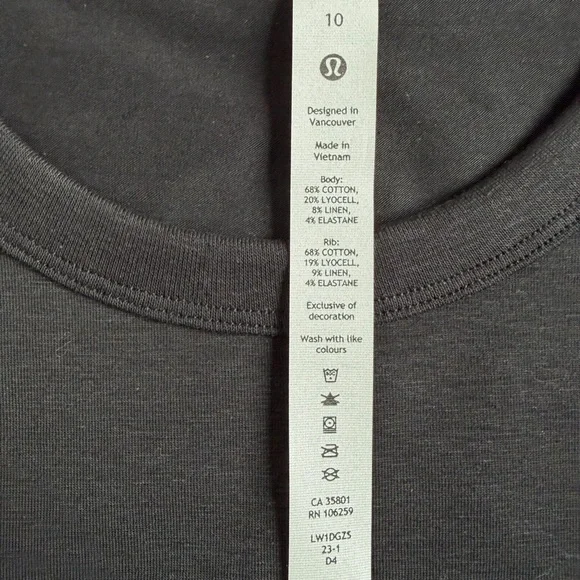 NWT Lululemon classic fit cotton blend tank - Black - 10 - Picture 6 of 8